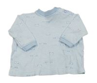 Bílo-světlemodré pruhované triko s medvědy