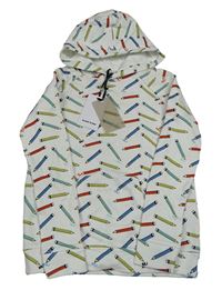 Nové - Bílá mikina s pastelkami a kapucí