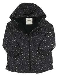 Antracitová vzorovaná šusťáková lehce zateplená bunda s kapucí F&F