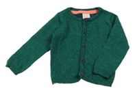 Zelený třpytivý propínací svetr Hema