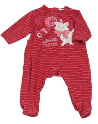 Malinovo-růžový pruhovaný sametový overal s Marií Disney