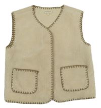 Béžová huňatá zateplená vesta