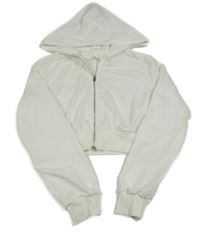 Smetanová propínací crop mikina s kapucí Shein