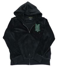 Černá plyšová propínací mikina s písmenem s kamínky a kapucí - Wicked M&S