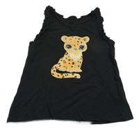 Černé tričko s kočkou H&M