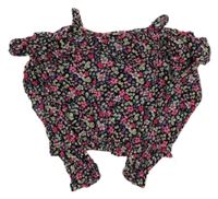 Černá květovaná crop halenka s volánem Page One Young