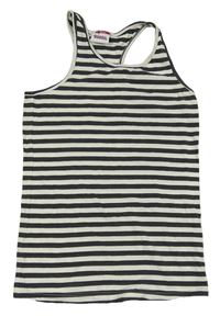 Tmavošedo-bílý pruhovaný top Yigga