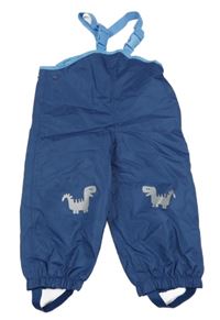 Tmavomodré šusťákové podšité laclové kalhoty s dinosaury Impidimpi