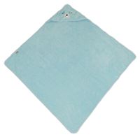 Světlemodrá osuška s kapucí s medvědem