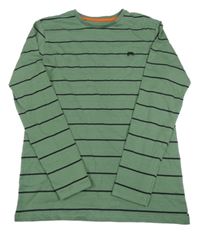 Khaki-černé pruhované triko s výšivkou Dunnes