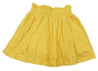 Žlutá plátěná sukně s madeirou C&A