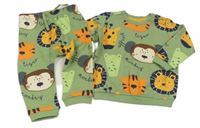 2set - Zelená mikina se zvířaty + tepláky zn. Matalan