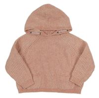 Růžový overisze žinylkový svetr s kapsami a kapucí Primark