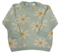 Světlemodrý květovaný lehký svetr F&F