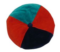Červeno-zelený sametový baret 