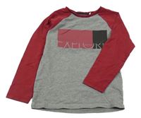 Šedo-vínové triko s nápisem Esprit