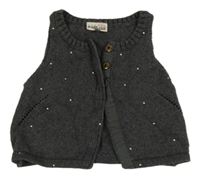 Tmavošedá pletená propínací vesta 