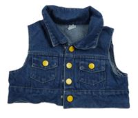 Modrá propínací riflová vesta s límečkem shein