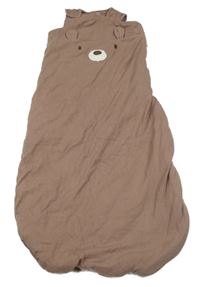 Hnědý žebrovaný zateplený spací pytel s medvídkem F&F