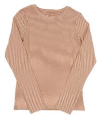 Oranžovo-bílé pruhované žebrované triko Next