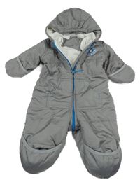 Šedá šusťáková zimní kombinéza s nášivkou a kapucí Impidimpi