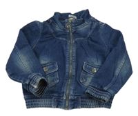 Tmavomodrá tepláková riflová bunda s kapsami Papagino