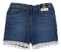 Nové - tmavomodré riflové kraťasy s krajkou Pep&Co