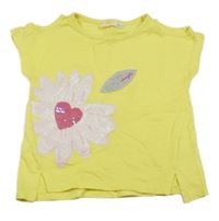 Žluté tričko s květem kids