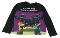 Černo-fialové pyžamové triko s Minecraft Tu