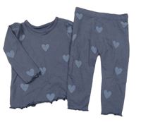 2 set - tmavomodré triko se srdíčky + legíny George