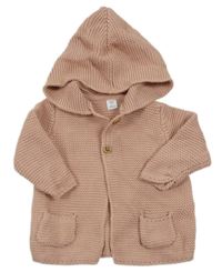 Starorůžový propínací svetr s kapucí M&S