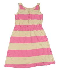 Smetanovo-neonově růžové pruhované šaty H&M