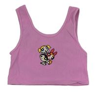 Fialový žebrovaný crop top - Powerpuff girls Primark