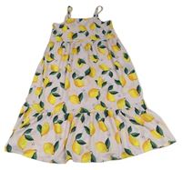 Světlerůžové maxi šaty s citrony zn. H&M