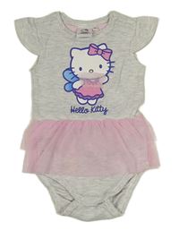 Světlešedé melírované body s Hello Kitty a tylovou sukní Sanrio