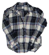 Tmavomodro-bílo-šedá kostkovaná košile GAP