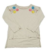 Béžové triko s 3D květy Nutmeg