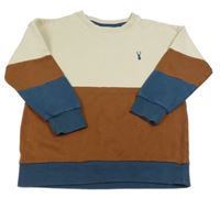 Béžovo-hnědo-tmavomodrá mikina s výšivkou Next