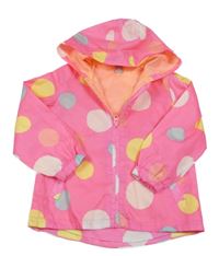 Neonově růžovo-barevná puntíkatá šusťáková jarní bunda s kapucí Tu