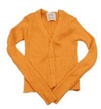 Oranžový žebrovaný propínací crop svetr Zara