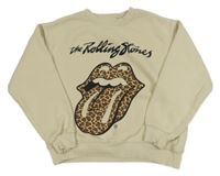 Béžová mikina s nápisy a potiskem - The Rolling Stones Zara