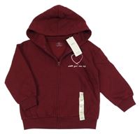 Nové - Vínová propínací mikina se srdíčkem a kapucí M&S