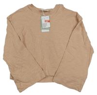 Nové - Světlerůžový crop lehký svetr se širokými rukávy H&M