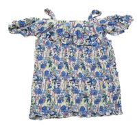 Bílo-modro-barevný top slony a žabičkováním M&S