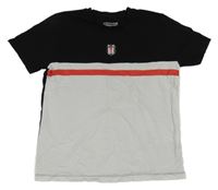 Bílo-černo-červené tričko s potiskem