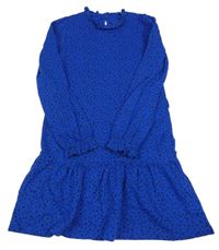 Tmavomodro-černé puntíkaté šaty WE