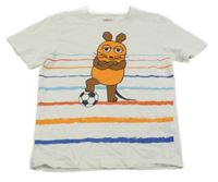 Bílo-barevné pruhované tričko s myškou 