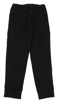 Černé plátěné cargo cuff kalhoty