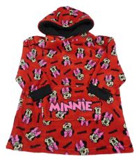 Červeno-černá plyšová oversize mikina se Minnie a kapucí Primark