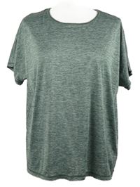 Dámské khaki-bílé melírované sportovní tričko 